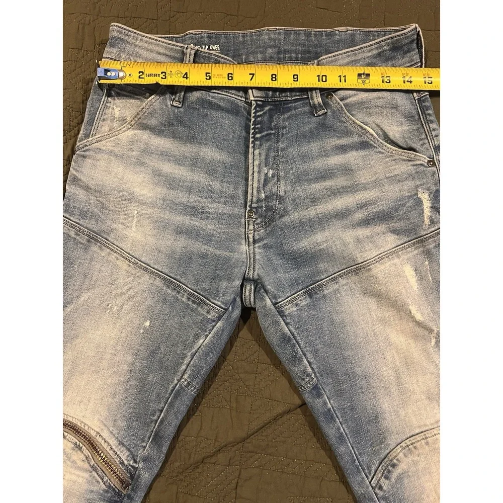 G Star Raw  Men's Blue Jeans Skinny 3D Zip‎ Knee 28x30